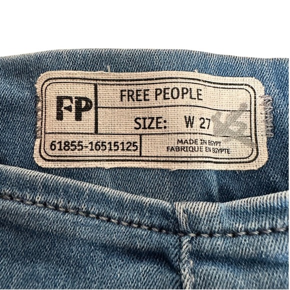 Free People Skinny Jeans Womens 27 Blue High‎ Rise Frayed Hem Pull On Jeggings - Picture 5 of 8